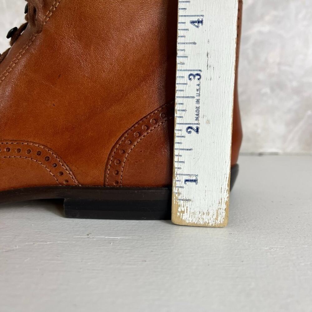 Vintage Hunt Club Tan Leather Lace Up Ankle Boots Womens Size 7.5 Brogue Wingtip - Picture 10 of 12